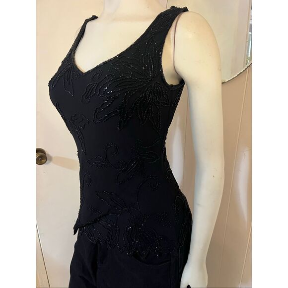 Vintage J Kara Beaded Black Twin Set Holiday Stunning! S - Picture 6 of 10